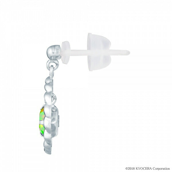 ブラックオパール K18セラミックピアス(クレサンベール/サークル/10月誕生石)《WEPB2918》