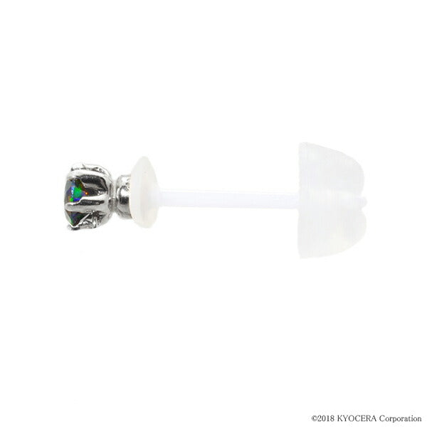 ブラックオパール K10セラミックピアス(クレサンベール/6本爪/Birthday/10月誕生石)《WEPB2950》