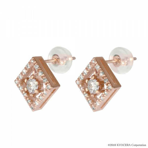 ダイヤモンド K18ピアス(計0.38カラット/スクエア/4月誕生石)《WEPD3281》