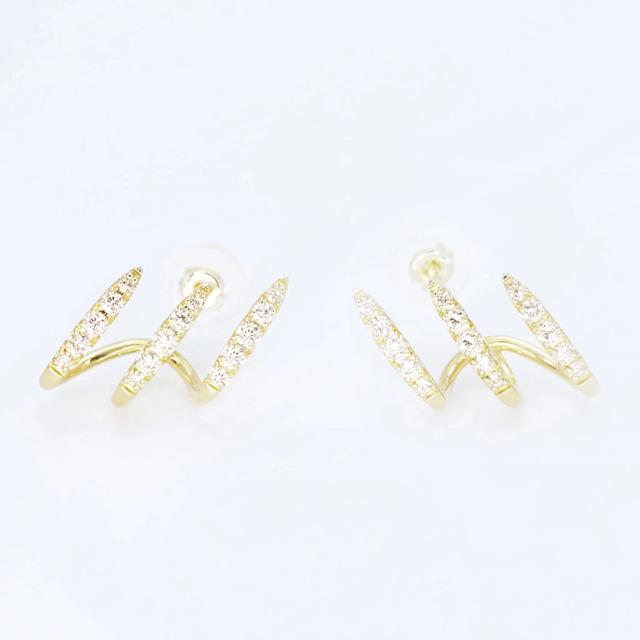 ダイヤモンド K18ピアス(計0.26ct/イエローゴールド/3連風)《WEPD4317》