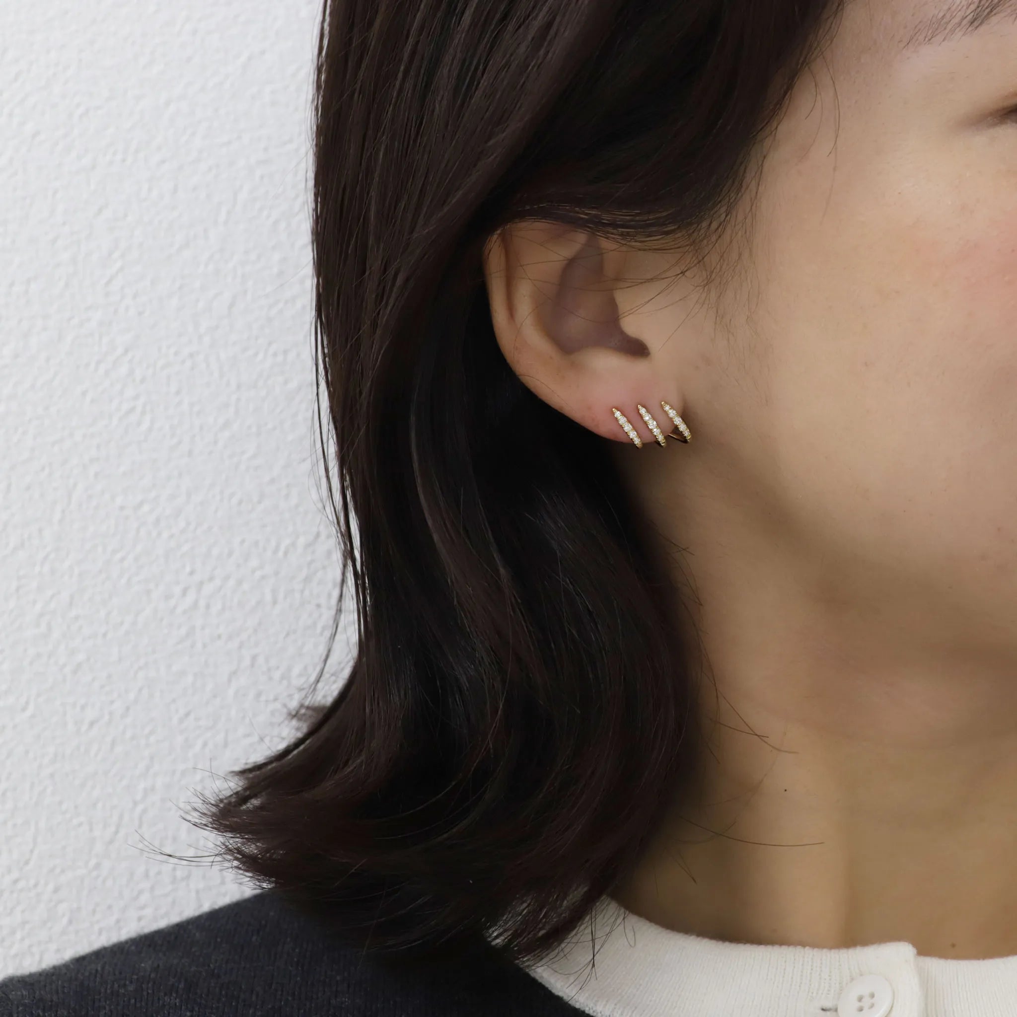 ダイヤモンド K18ピアス(計0.26ct/イエローゴールド/3連風)《WEPD4317》