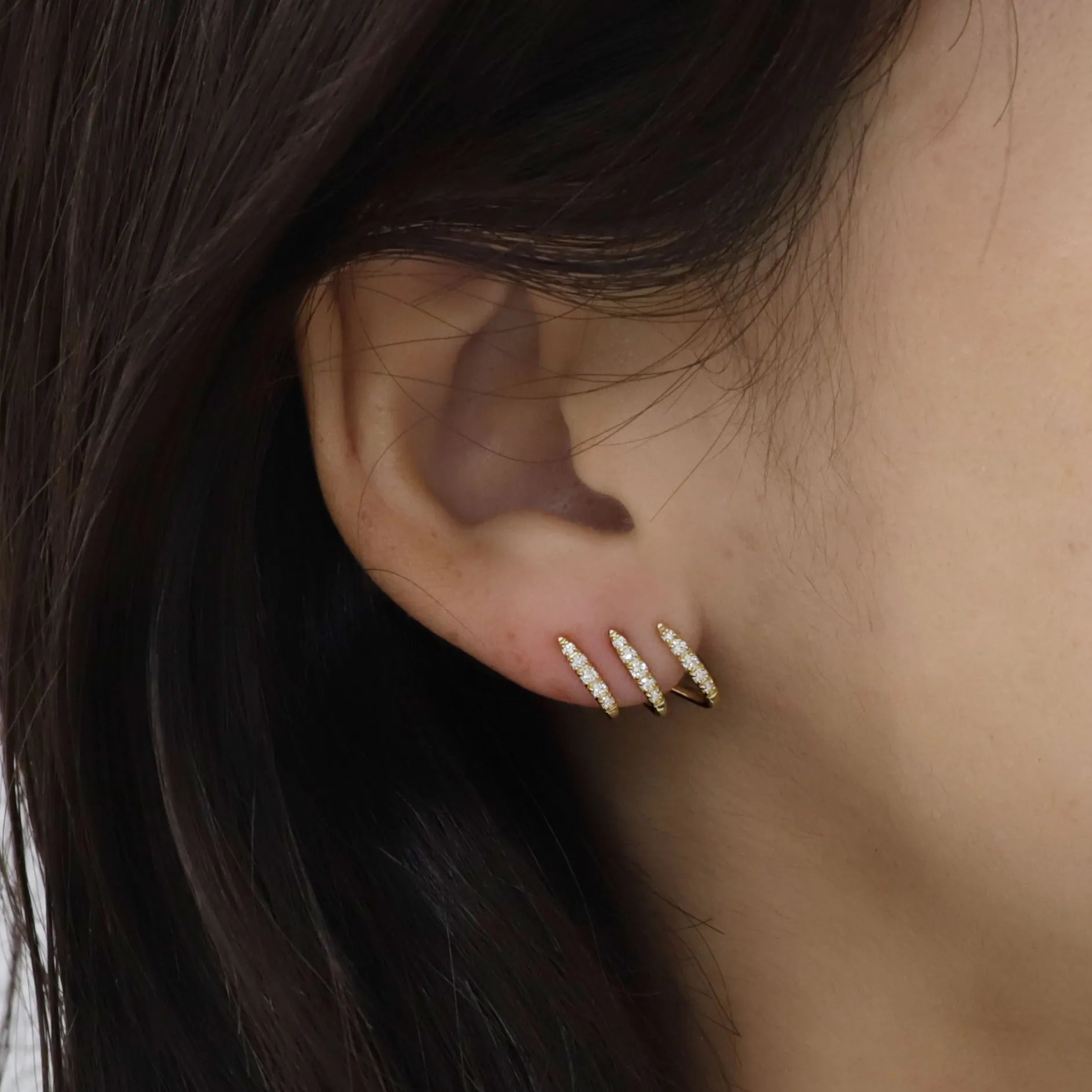 ダイヤモンド K18ピアス(計0.26ct/イエローゴールド/3連風)《WEPD4317》
