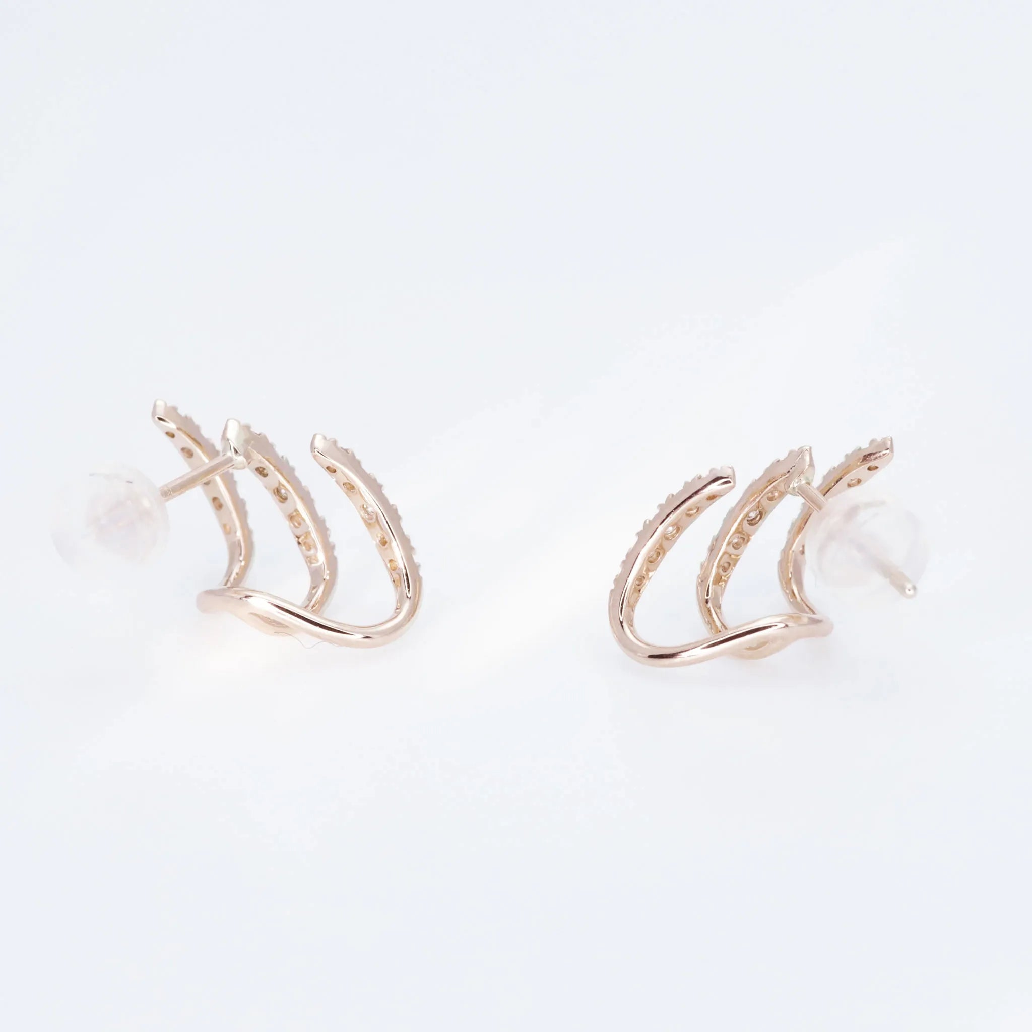 ダイヤモンド K18ピアス(計0.26ct/ピンクゴールド/3連風)《WEPD4318》