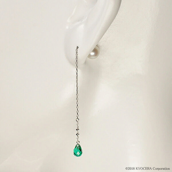 エメラルド K18ピアス(クレサンベール/ブリオレット/ミラーボール/パールキャッチ/5月誕生石)《WEPE2843》