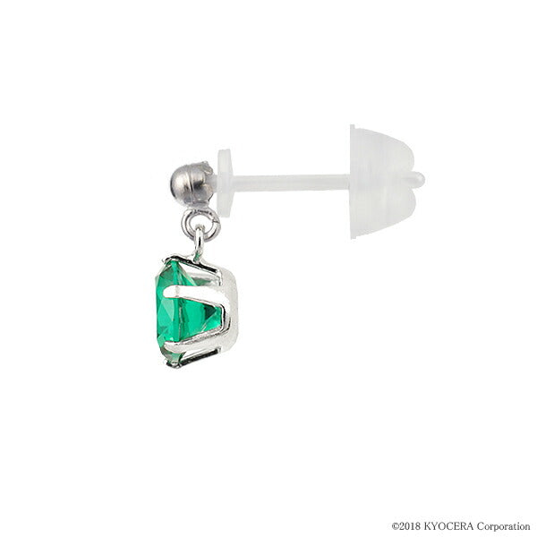 エメラルド K18セラミックピアス(クレサンベール/5月誕生石)