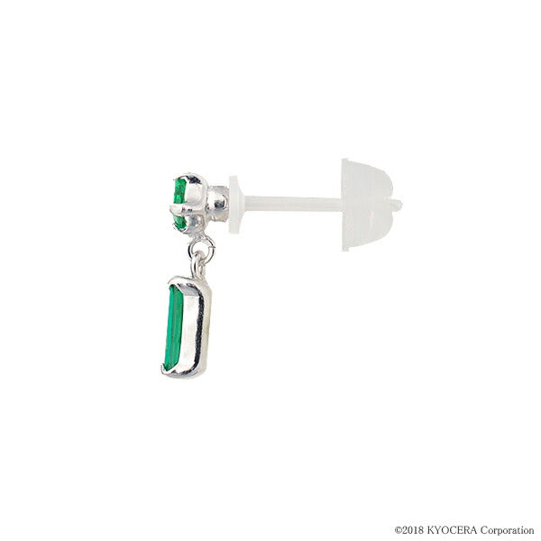 エメラルド K18セラミックピアス(クレサンベール/バケット/5月誕生石)《WEPE2853》