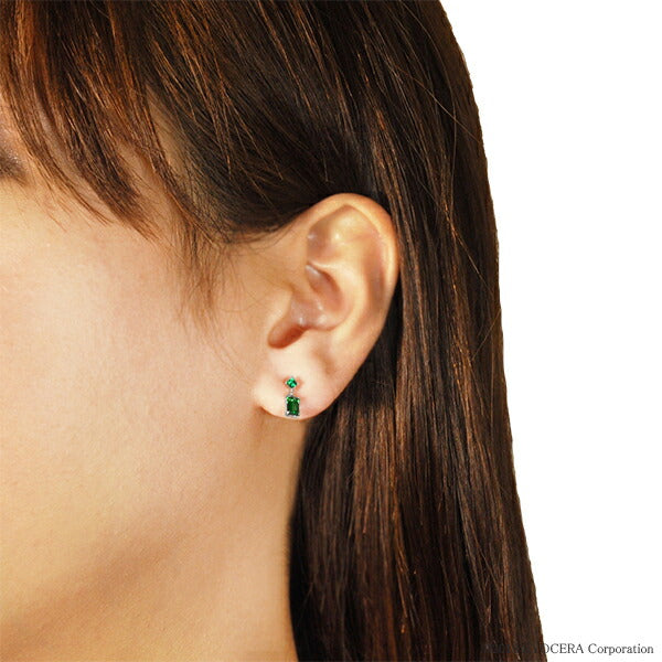 エメラルド K18セラミックピアス(クレサンベール/バケット/5月誕生石)《WEPE2853》