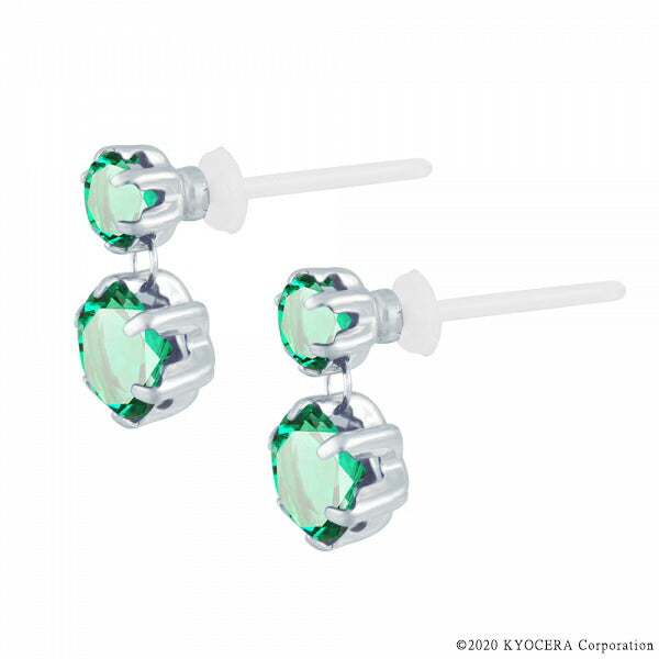 エメラルド K18セラミックピアス(クレサンベール/5月誕生石)《WEPE2917》