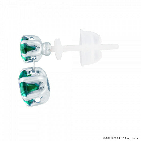 エメラルド K18セラミックピアス(クレサンベール/5月誕生石)《WEPE2917》