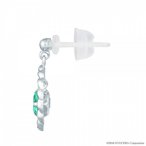 エメラルド K18セラミックピアス(クレサンベール/サークル/5月誕生石)《WEPE2918》