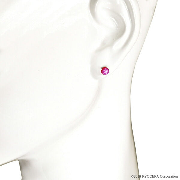 スタールビー プラチナピアス(クレサンベール/カボションカット/スタッド/7月誕生石)《WEPH2664》