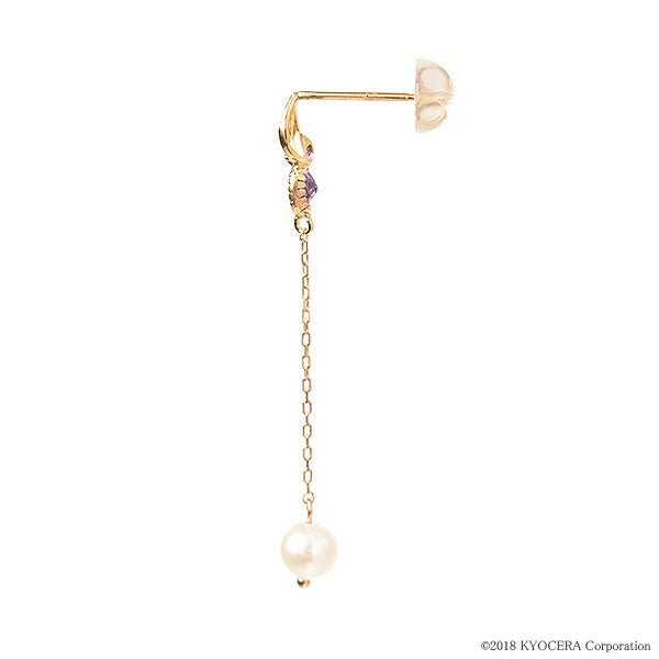 アメシスト K18ピアス(ロングチェーン/2月誕生石)《WEPN2829》