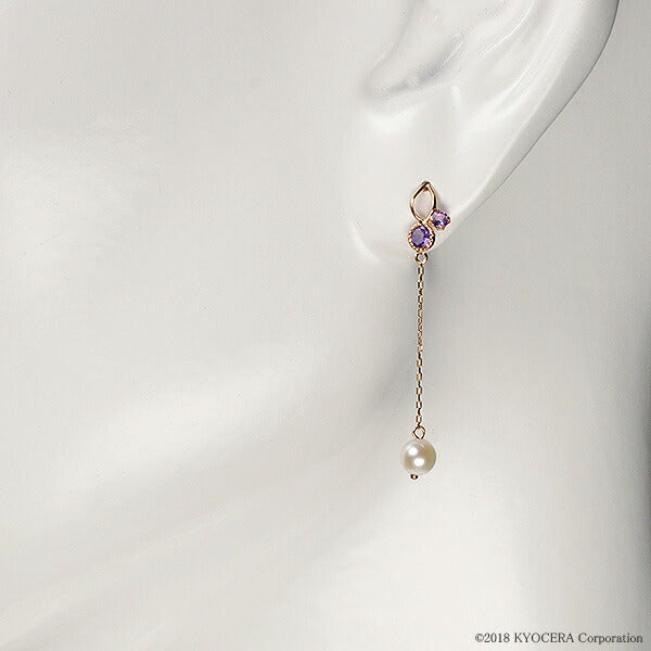 アメシスト K18ピアス(ロングチェーン/2月誕生石)《WEPN2829》