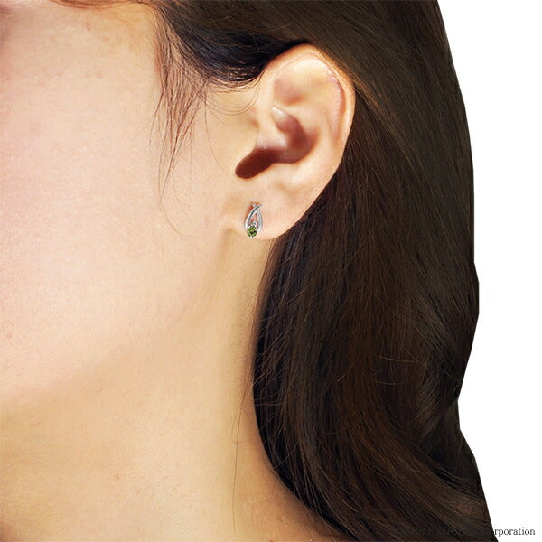 ペリドット/ダイヤモンド K18ピアス(クロスモチーフ/8月誕生石)《WEPN2942》