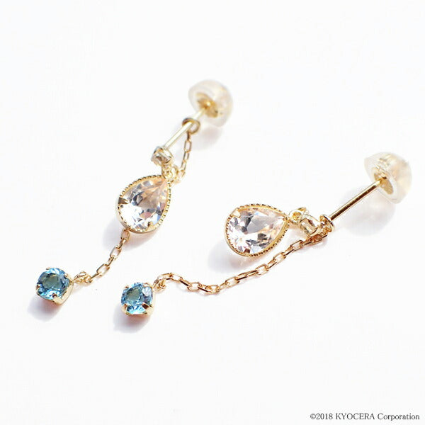 ブルートパーズ K18ピアス(ペアシェイプ/2Way/11月誕生石)《WEPN2996》