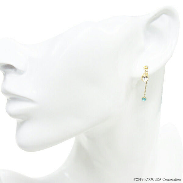 ブルートパーズ K18ピアス(ペアシェイプ/2Way/11月誕生石)《WEPN2996》