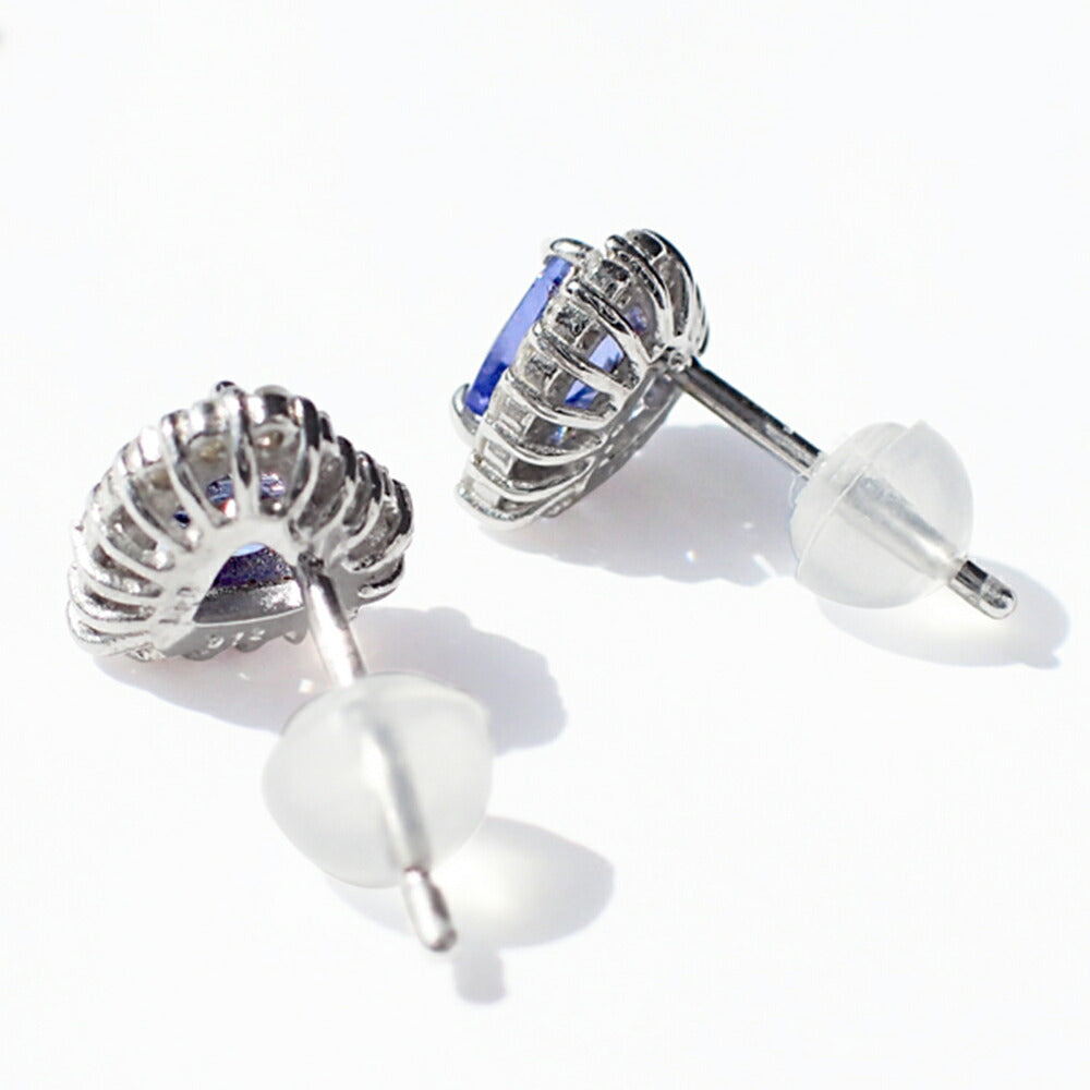 タンザナイト/ダイヤモンド K18ピアス(ハートシェイプ/取り巻き/12月誕生石)《WEPN3036》