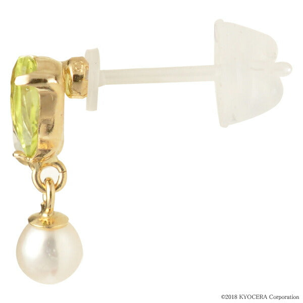ペリドット K10セラミックピアス(8月誕生石)《WEPN3056》