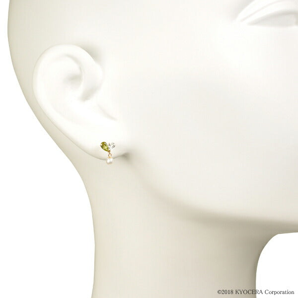 ペリドット K10セラミックピアス(8月誕生石)《WEPN3056》