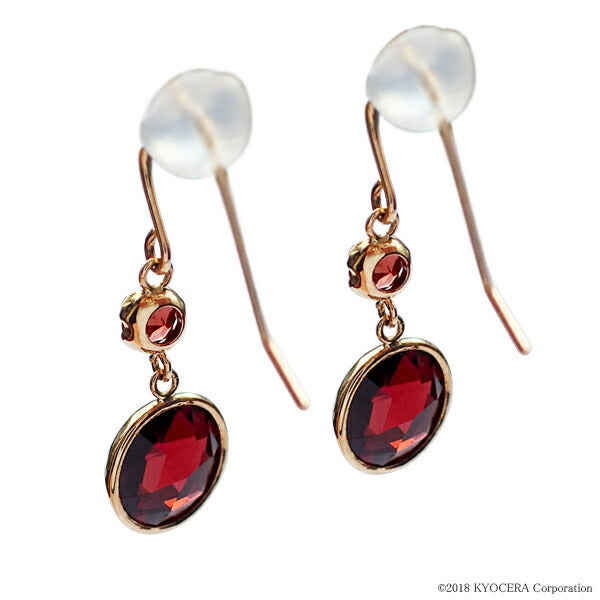 ガーネット K18ピアス(フック/1月誕生石)《WEPN3070》