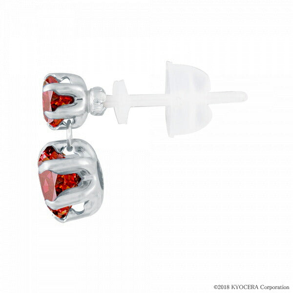ガーネット K18セラミックピアス(1月誕生石)《WEPN3241》