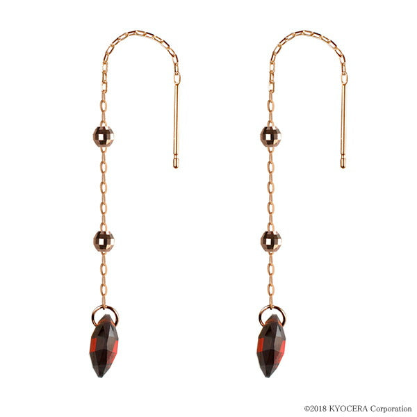 ガーネット K18ピアス(チェッカーカット/1月誕生石)《WEPN3459》