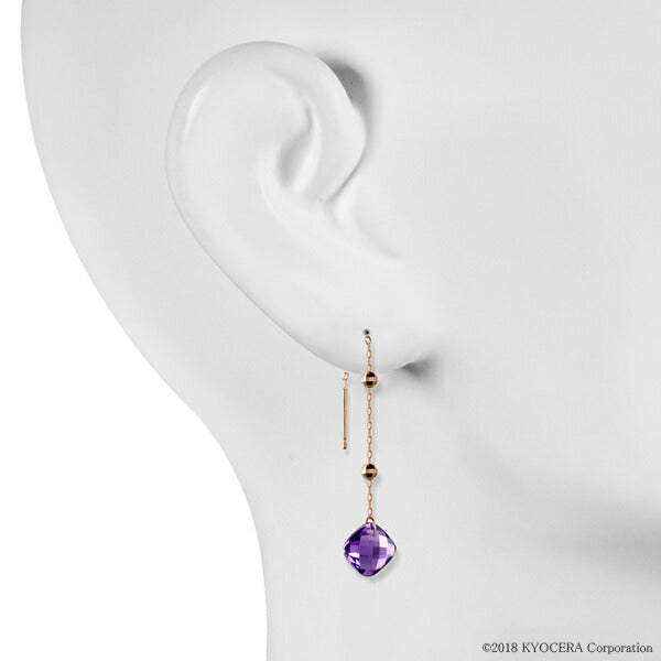 アメシスト K18ピアス(チェッカーカット/2月誕生石)《WEPN3460》