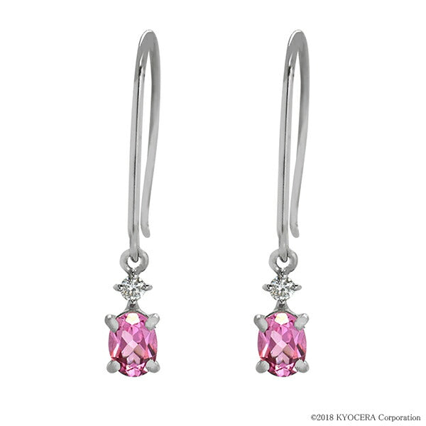 ピンクスピネル/ダイヤモンド プラチナピアス(オーバル/フック/8月誕生石)《WEPN3672》