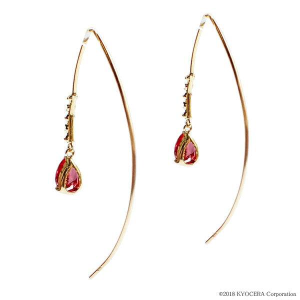 パパラチアサファイア/ダイヤモンド K18ピアス(クレサンベール/ペアシェイプ/フック/9月誕生石)《WEPP2957》