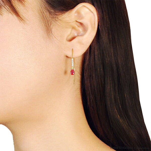 パパラチアサファイア/ダイヤモンド K18ピアス(クレサンベール/ペアシェイプ/フック/9月誕生石)《WEPP2957》