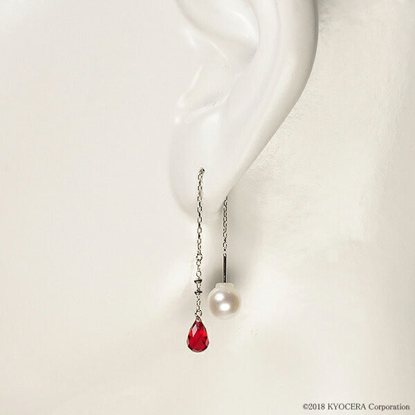 ルビー K18ピアス(クレサンベール/ブリオレット/ミラーボール/パールキャッチ/7月誕生石)《WEPR2843》
