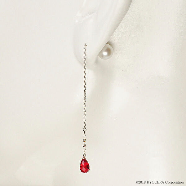 ルビー K18ピアス(クレサンベール/ブリオレット/ミラーボール/パールキャッチ/7月誕生石)《WEPR2843》