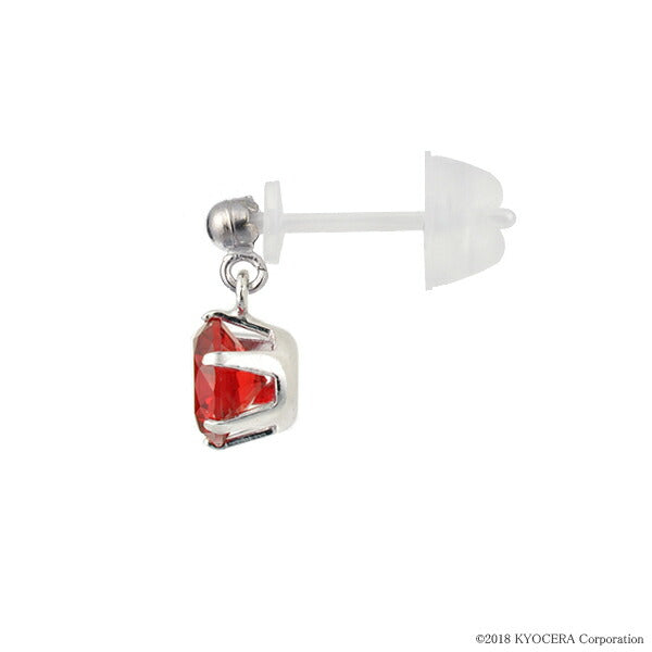 ルビー K18セラミックピアス(クレサンベール/7月誕生石)