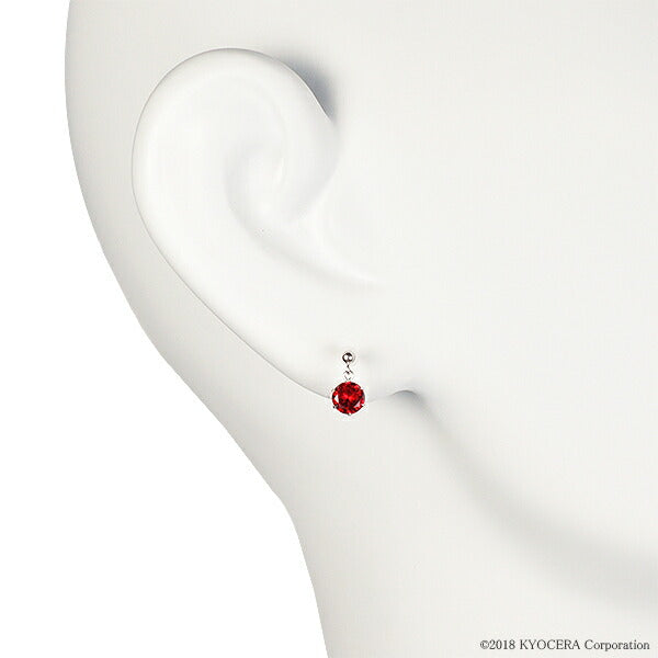 ルビー K18セラミックピアス(クレサンベール/7月誕生石)