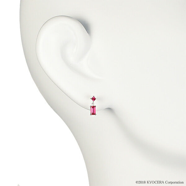 ルビー K18セラミックピアス(クレサンベール/バケット/7月誕生石)《WEPR2853》