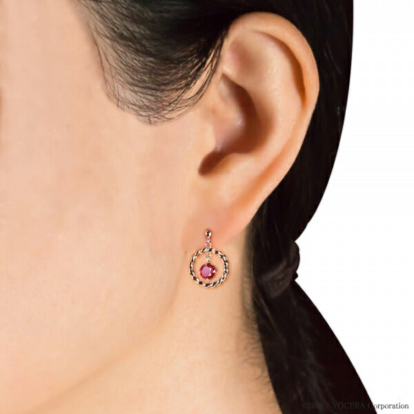 ルビー K18セラミックピアス(クレサンベール/サークル/7月誕生石)《WEPR2918》