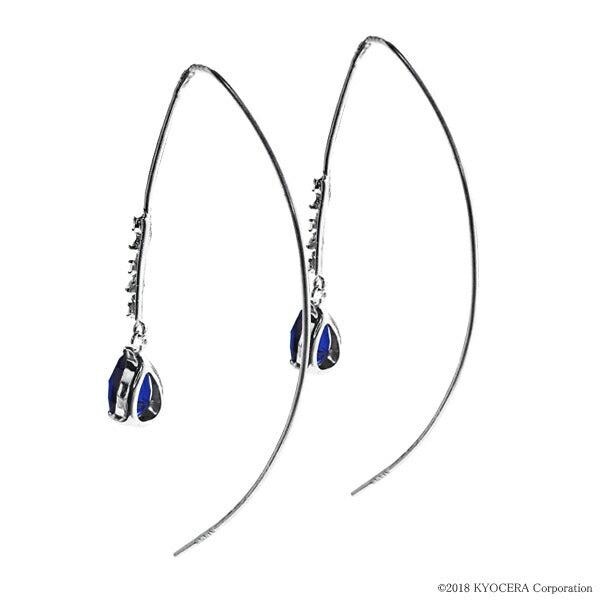 ブルーサファイア/ダイヤモンド K18ピアス(クレサンベール/ペアシェイプ/フック/9月誕生石)《WEPS2957》
