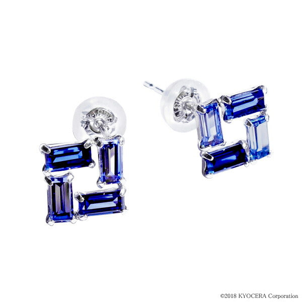 ブルーサファイア/ライトブルーサファイア K18ピアス(クレサンベール/グラデーション/スクエア/スタッド/9月誕生石)《WEPS2958》