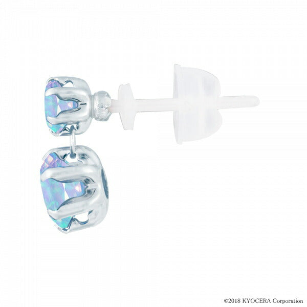 ウォーターオパール K18セラミックピアス(クレサンベール/10月誕生石)