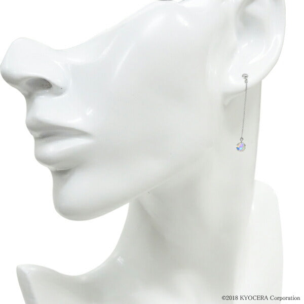 ウォーターオパール K18ピアス(クレサンベール/カボションカット/ロングチェーン/10月誕生石)《WEPW2977》