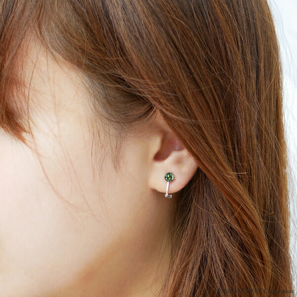 ブラックオパール K18 /SVイヤリング(クレサンベール/ラウンドブリリアント/10月誕生石)