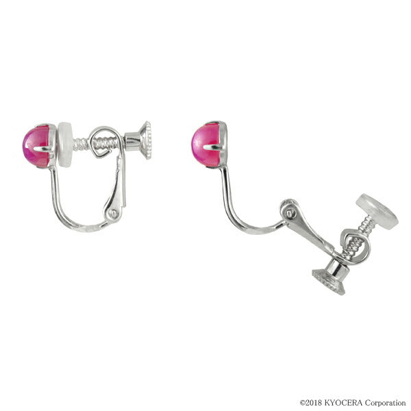 スタールビー K18 /シルバーイヤリング(クレサンベール/カボションカット/7月誕生石)《WESH3091》