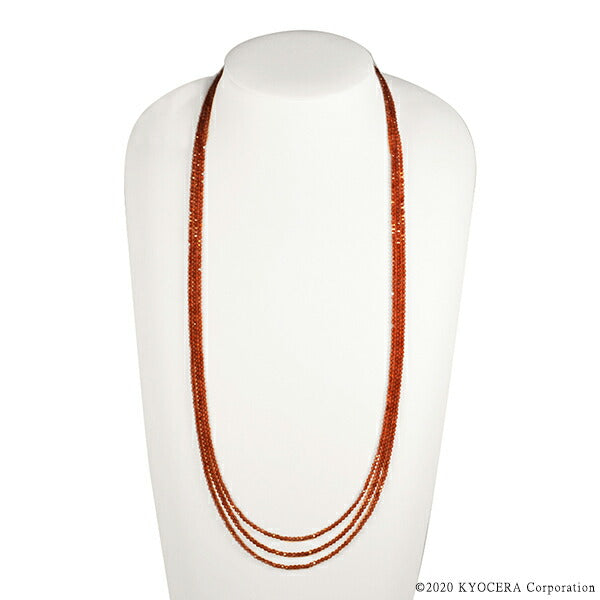 ガーネット K18ネックレス(ビーズカット/ロング/70cm/1月誕生石)《WNKN3852》
