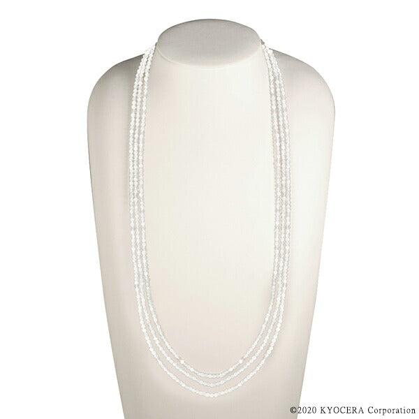 ムーンストーン K18ネックレス(ビーズカット/ロング/70cm/6月誕生石)《WNKN3858》