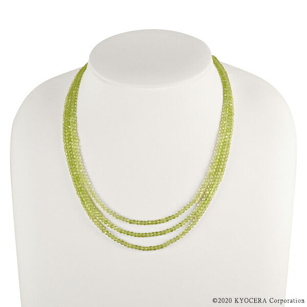 ペリドット K18ネックレス(ビーズカット/40cm/8月誕生石)《WNKN3859》