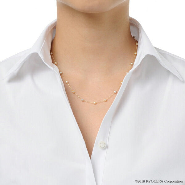 パール K14ネックレス(アコヤ真珠/ベビーパール/3.0mm~4.0mm/ステーション/6月誕生石)《WNKQ3136》