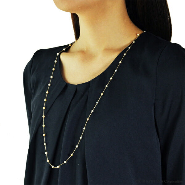 パール K14ネックレス(アコヤ真珠/ベビーパール/3.0mm~4.0mm/ステーション/6月誕生石)《WNKQ3137》