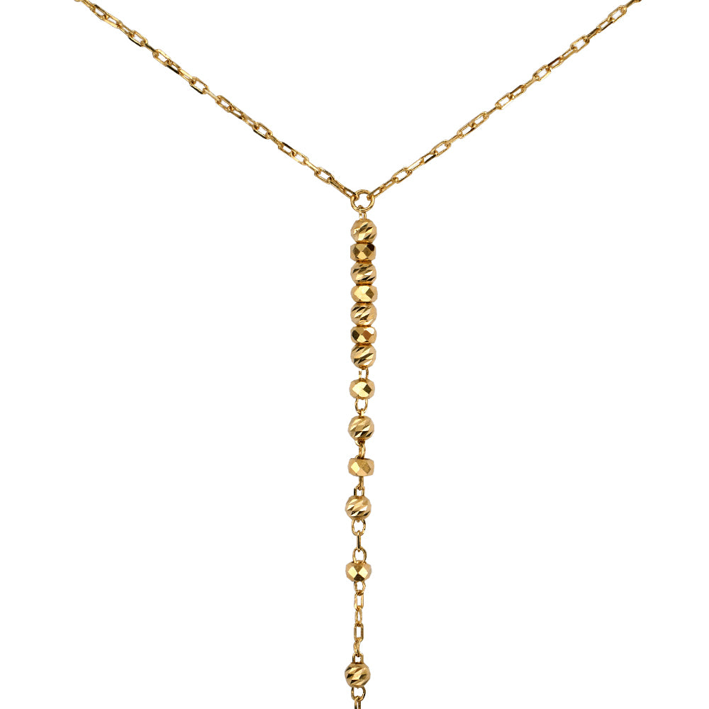 K18ネックレス(Yライン/カットボール/アズキチェーン)《WNKY3660》