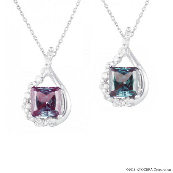 アレキサンドライト/ダイヤモンド K18ネックレス(クレサンベール/プリンセス/6月誕生石)《WPDA2900》