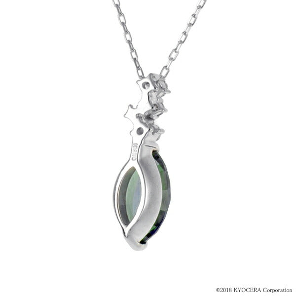 アレキサンドライト/ダイヤモンド K18ネックレス(クレサンベール/マーキス/6月誕生石)《WPDA3141》